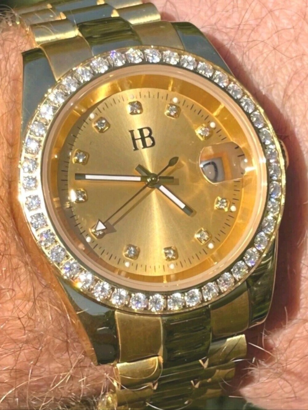 MOISSANITE Automatic Presidential Watch Gold Plated Iced Pass Diamond Test 41mm - Picture 5 of 8